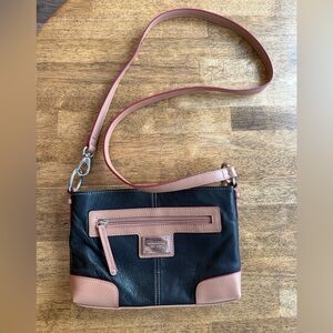Tignanello Black and Brown Crossbody Bag